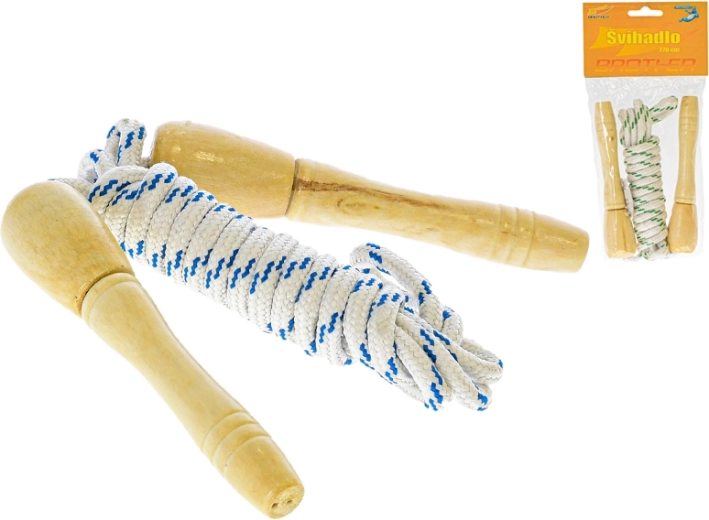 Corde à sauter 270 cm avec poignées en bois, 2 couleurs