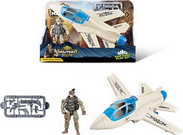 Ensemble militaire avec avion, figurine et armes