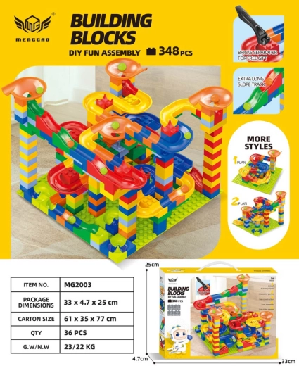 Jeu de construction coloré – circuit de billes 348 pièces