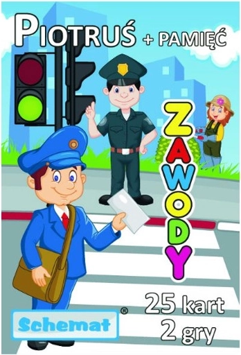 Jeux de cartes éducatifs Piotruś et Mémoire – métiers (25 cartes)