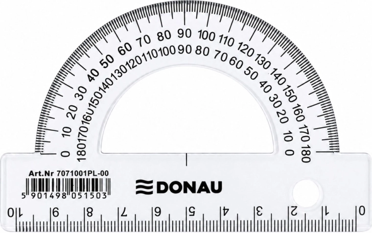 Rapporteur scolaire DONAU transparent 180° 10 cm - 1 pièce