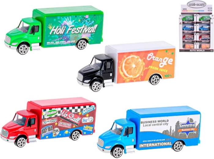 Petit camion en métal 9,5 cm 1:55, roues libres, 4 couleurs