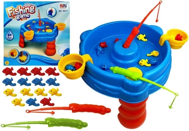 Jeu de pêche pour enfants avec table et 15 poissons
