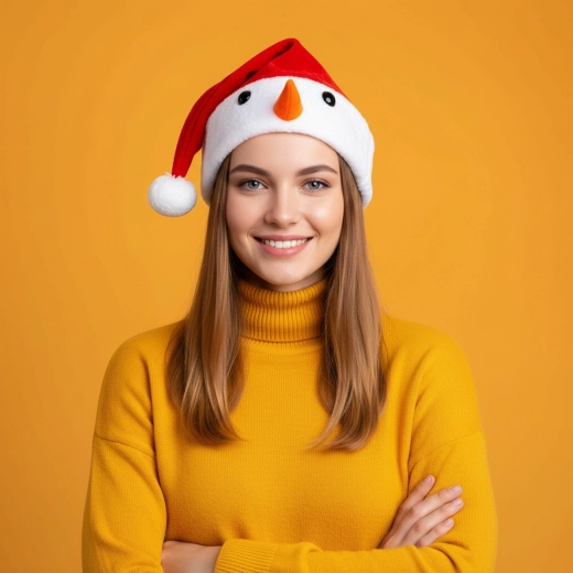 Bonnet de Saint-Nicolas de Noël avec motif de bonhomme de neige