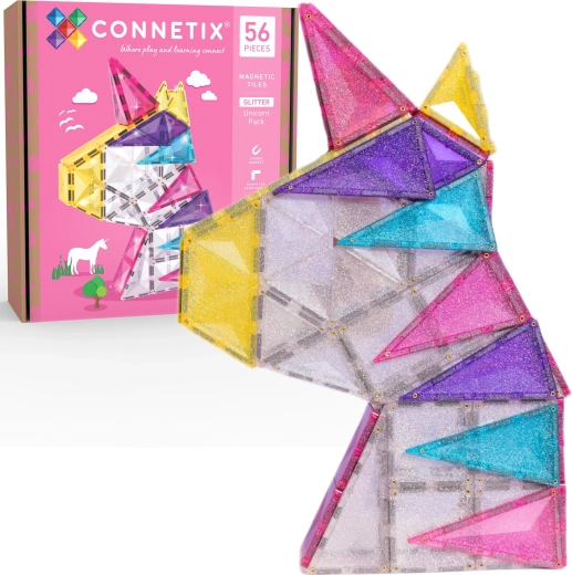 Jeu de construction magnétique CONNETIX Glitter Unicorn Pack 56 pièces