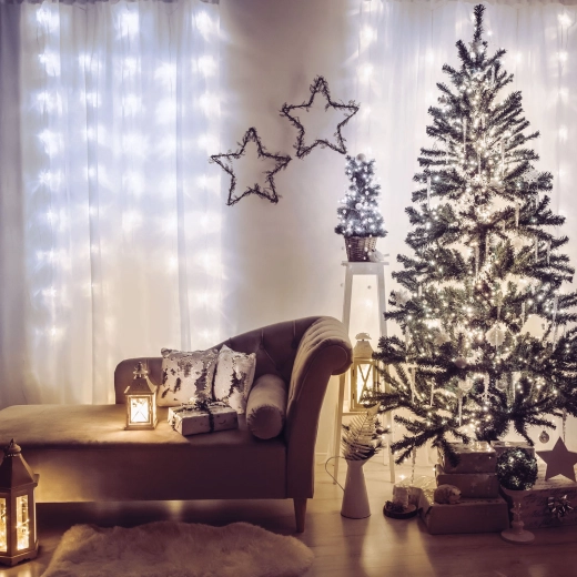 Rideau lumineux LED avec 200 diodes, blanc froid, 4,2 m