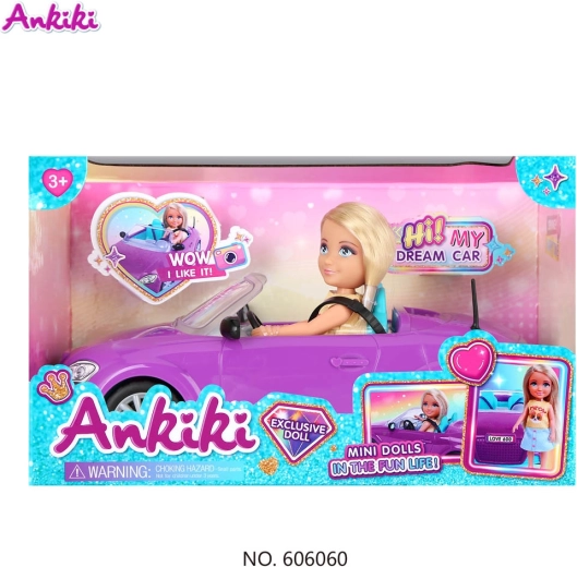 Poupée Ankiki avec cabriolet violet et accessoires