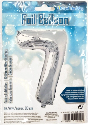 Ballon en aluminium chiffre 7 argenté 80 cm