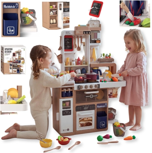 Cuisine pour enfants TinyMini beige avec 104 accessoires et effets