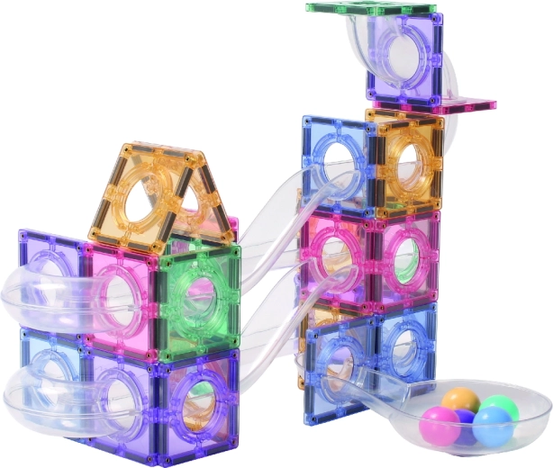 Cleverclixx circuit à billes magnétique créatif pastel 70 pièces