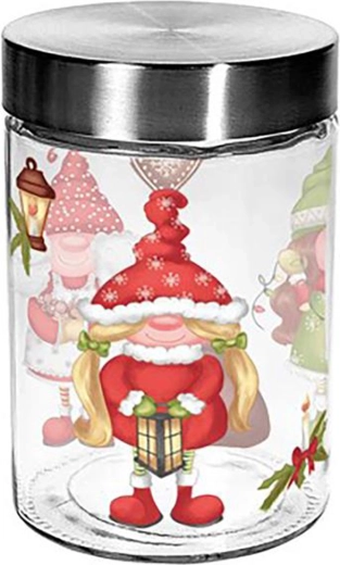 Bocal en verre pour biscuits TORO 1100 ml avec motif de petits elfes
