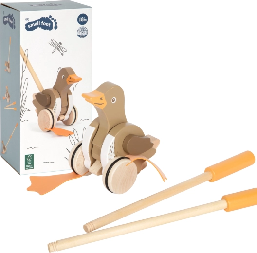 Canard en bois à pousser sur bâton small foot