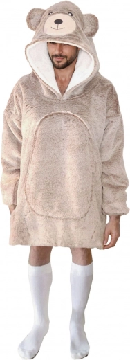 Couverture portable chauffante à capuche COZY NOXXIEZ ours pour ados et adultes