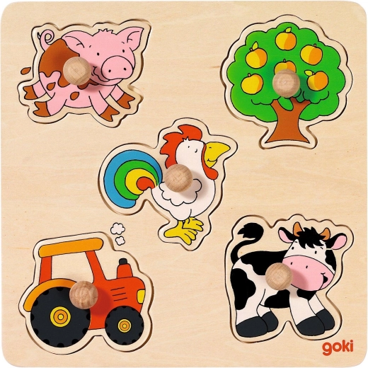 Puzzle d'encastrement en bois sur planche – campagne
