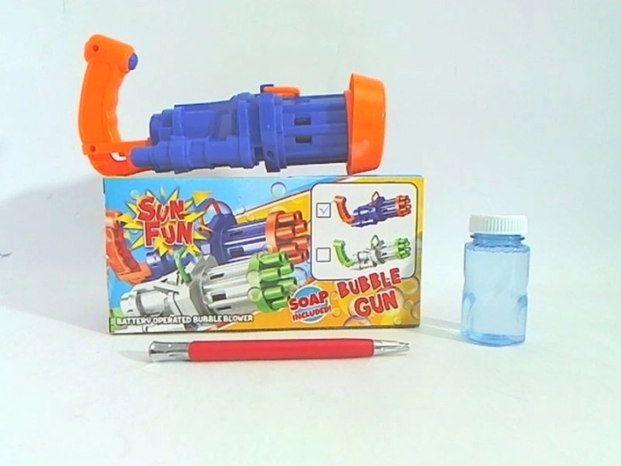 Pistolet à bulles avec liquide à bulles et piles - 1 pièce