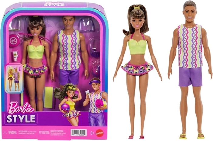 Barbie et Ken – coffret de poupées de plage avec accessoires