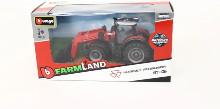 Tracteur Bburago Farm Massey Ferguson 8740S avec chargeur frontal 10 cm