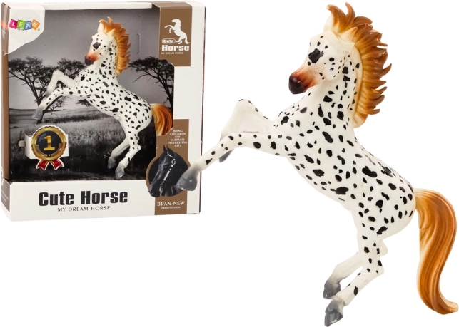 Figurine de cheval blanc à pois – cheval debout pour écurie et ferme