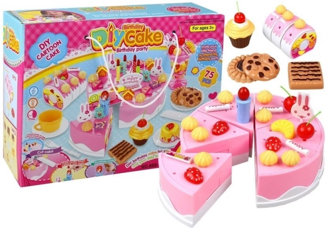 Gâteau d’anniversaire pour enfants à découper – set créatif de desserts 75 pcs