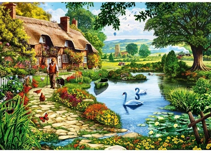 Puzzle Bluebird Chalet au bord du lac 500 pièces