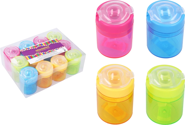 Taille-crayon double avec réservoir transparent