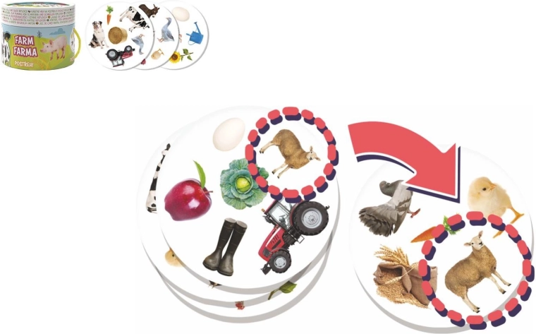 Jeu de cartes Jiri Models Postřeh ! La ferme dans une boîte ronde