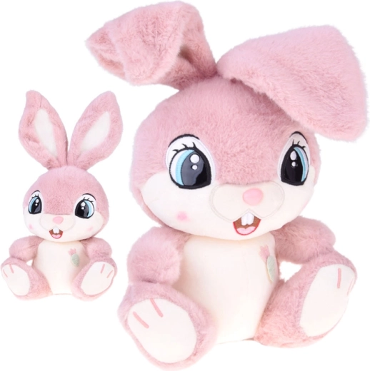 Lapin en peluche Malinka 40 cm – doudou rose aux oreilles flexibles