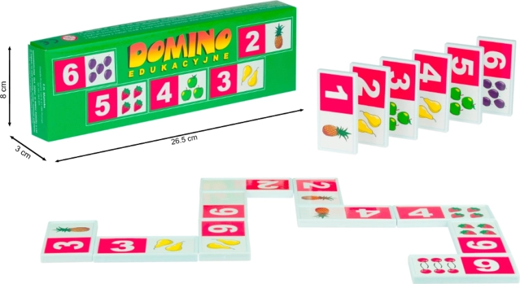 domino éducatif en plastique – chiffres et fruits