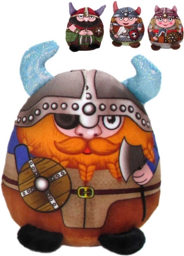 Poupée viking en peluche 13 cm avec cornes scintillantes - 1 pièce