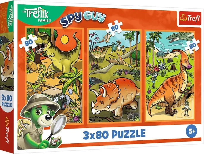 Puzzle Trefl Les Trefliks dans le monde des dinosaures 3×80 pièces