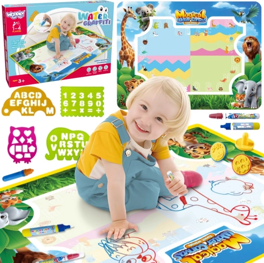 Tapis de dessin à l’eau WOOPIE Safari avec lettres et chiffres