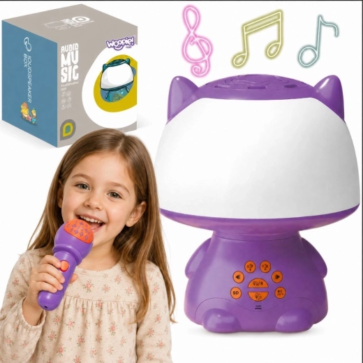 Lampe RGB multifonctionnelle Woopie avec enceinte Bluetooth et microphone karaoké violette