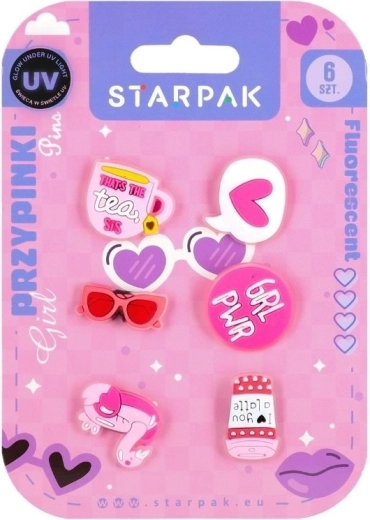 Badges en caoutchouc Girl Fluo – set de 6 pièces