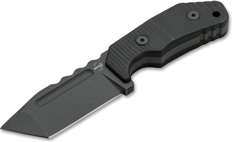 Böker Plus Little Dvalin Tanto Black couteau fixe 8 cm, noir, G10, titane, étui Kydex