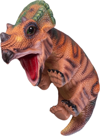 Marionnette brune dinosaure bébé 42 cm - 1 pièce