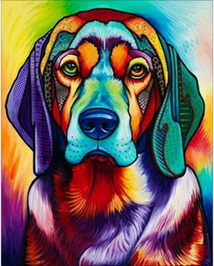 Peinture par numéros sur toile encadrée 40 × 50 cm – chien en couleur