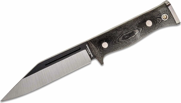 Couteau tactique Condor Sigrun 14,3 cm, noir-gris, Micarta, étui Kydex + cuir