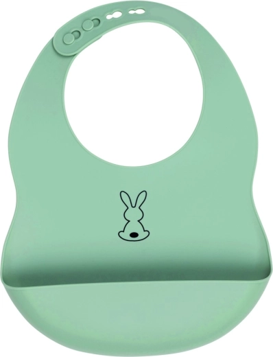 Bavoir en silicone Nattou avec fermeture réglable vert, sans BPA