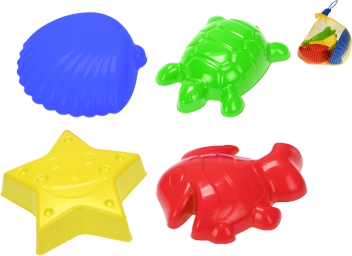 Moules en plastique pour sable 4 pcs dans un filet (10m+)