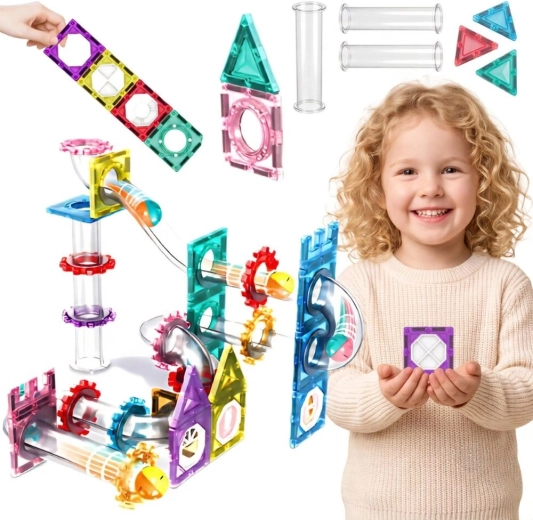WOOPIE jeu de construction magnétique 3D avec circuit de billes, 126 pièces