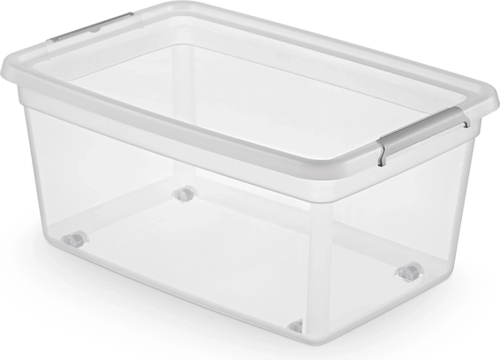 Boîte de rangement Basestore sur roulettes avec couvercle et clips 40 l