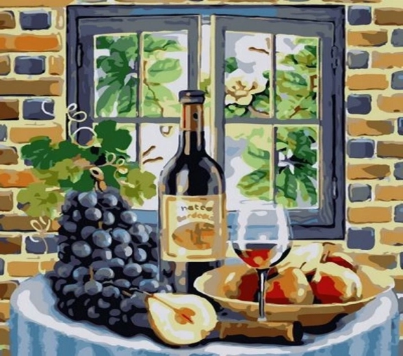 NORIMPEX Peinture par numéros vin et fruits 40 × 50 cm