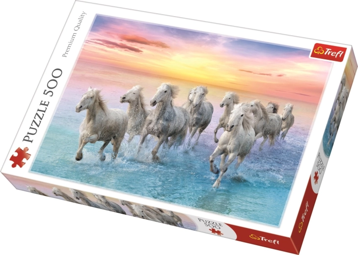 Puzzle 500 pièces Chevaux blancs au galop Trefl