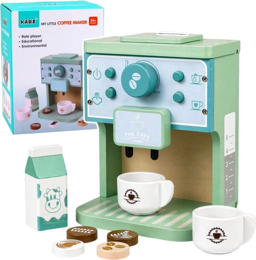 Cafetière en bois avec tasses et accessoires pour enfants