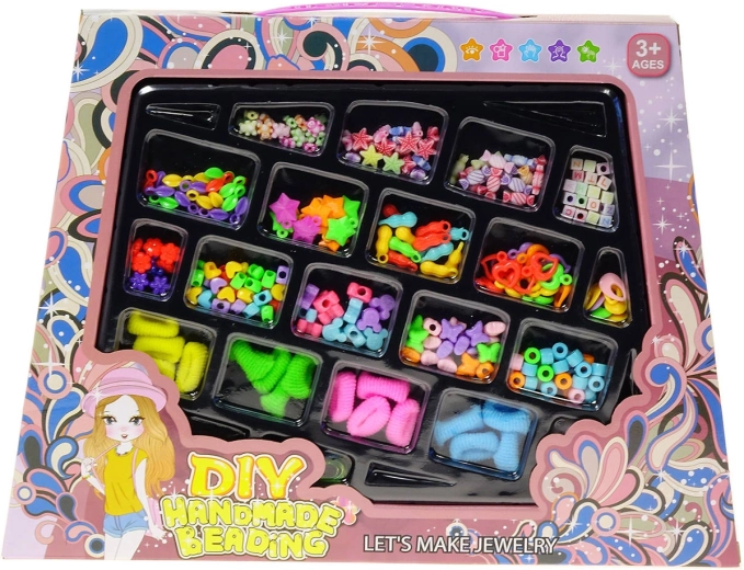 Kit créatif de perles à enfiler avec pendentifs et élastiques pour cheveux