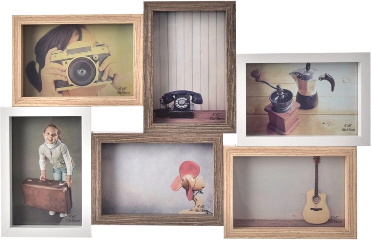 Cadre photo en bois pour 6 photos 50 × 32 cm