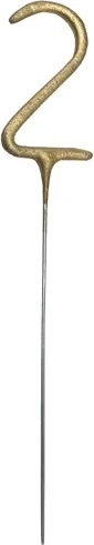 Zimne ognie prskavka en forme de chiffre 2 dorée 15 cm - 1 pièce