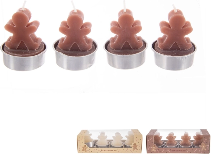 Bougies décoratives en forme de pain d’épices (mix) – 4 pcs