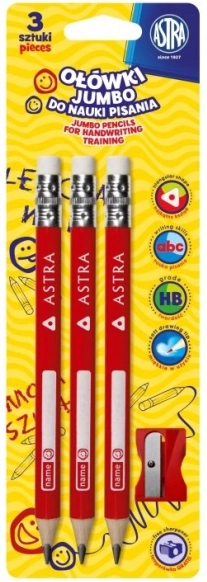 Astra Jumbo crayons pour l'apprentissage de l'écriture pour enfants 3 pcs