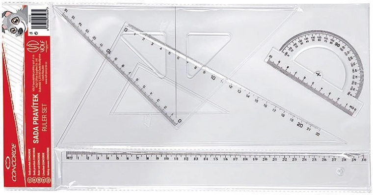 Set de règles transparentes CONCORDE, 4 pcs
